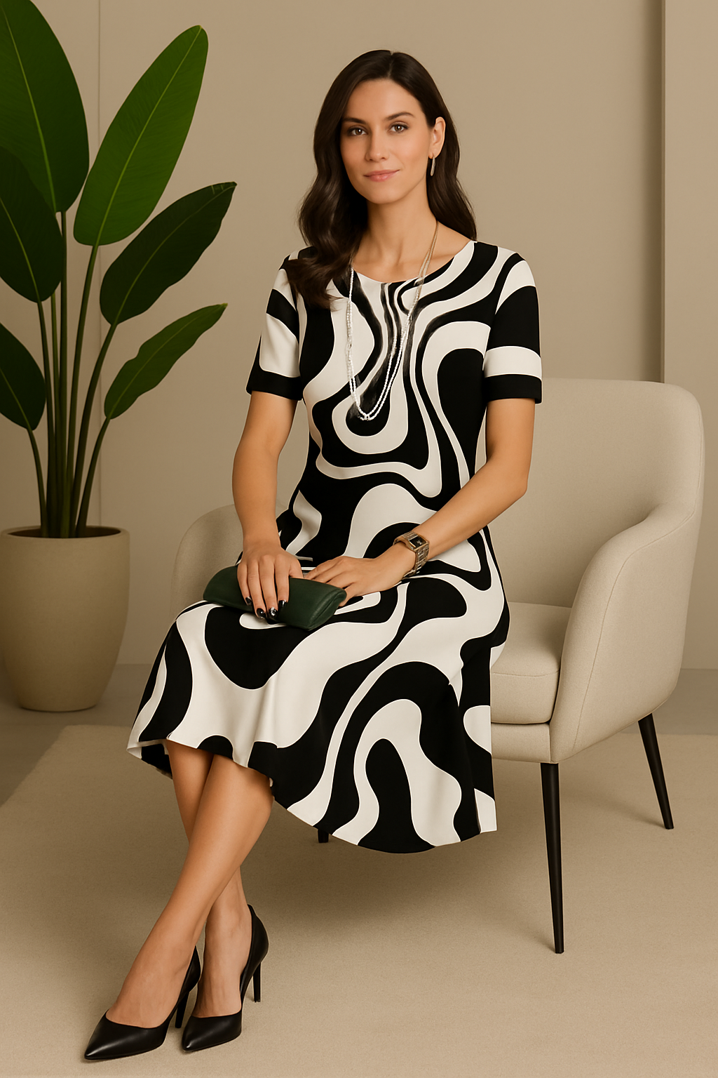 Vestido Amarílis Preto e Branco — Dama Lirys