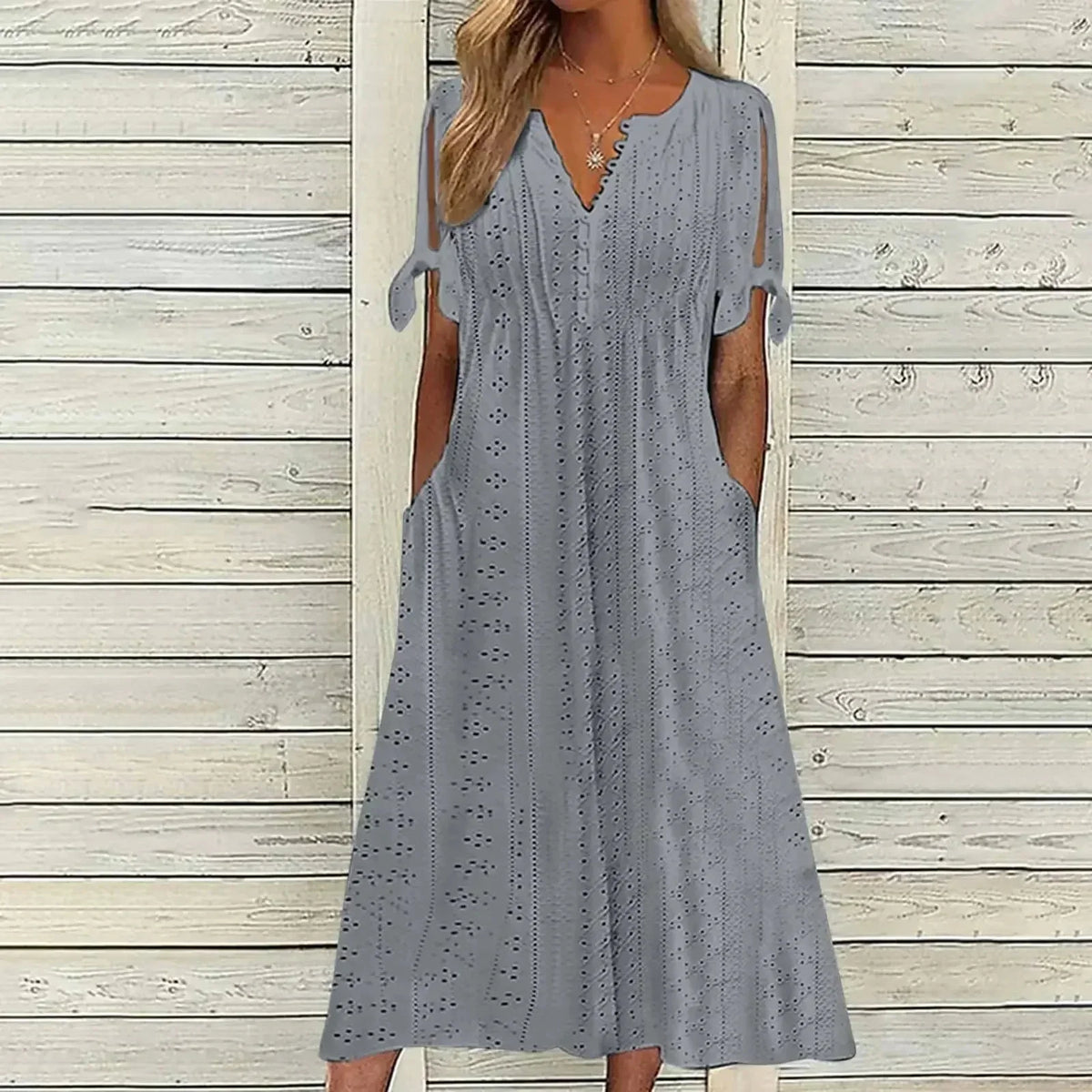 Vestido de Renda Jana - Gola em V de Manga Curta — Dama Lirys
