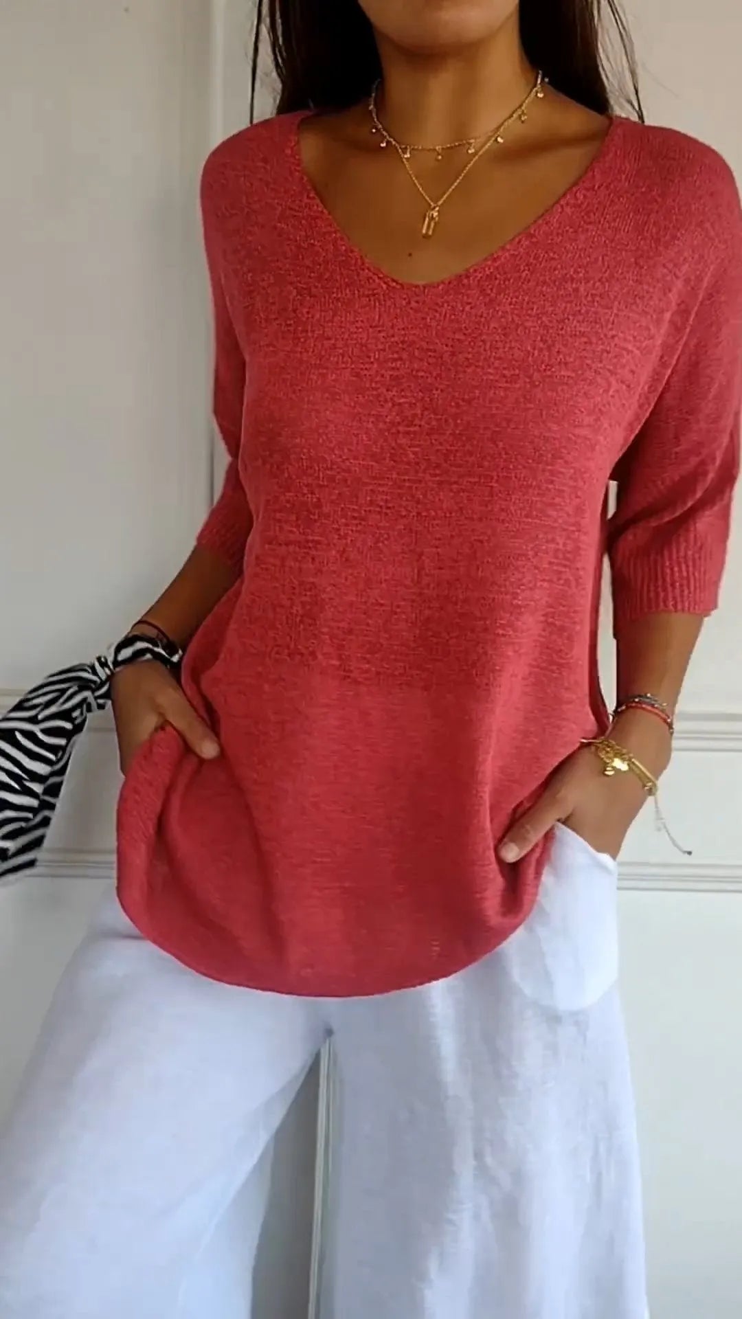 Kit 3 Blusas Luna® em Malha Leve – Decote V — Dama Lirys