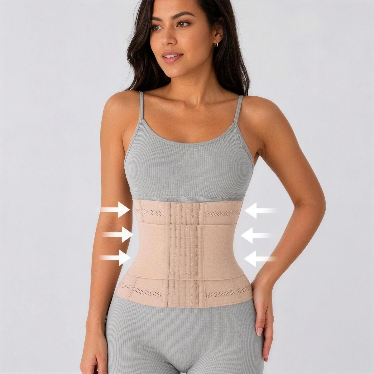 Cinta Modeladora CurveFit Bege — efeito de compressão na cintura — Dama Lirys