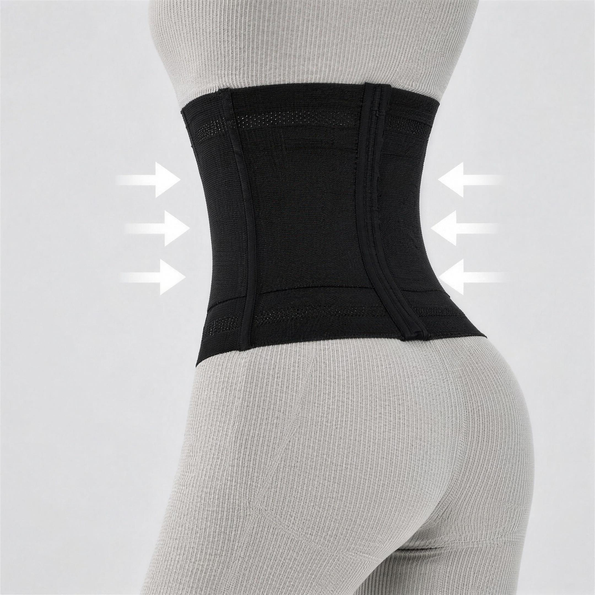 Cinta Modeladora CurveFit Preta — vista de costas com apoio lombar — Dama Lirys