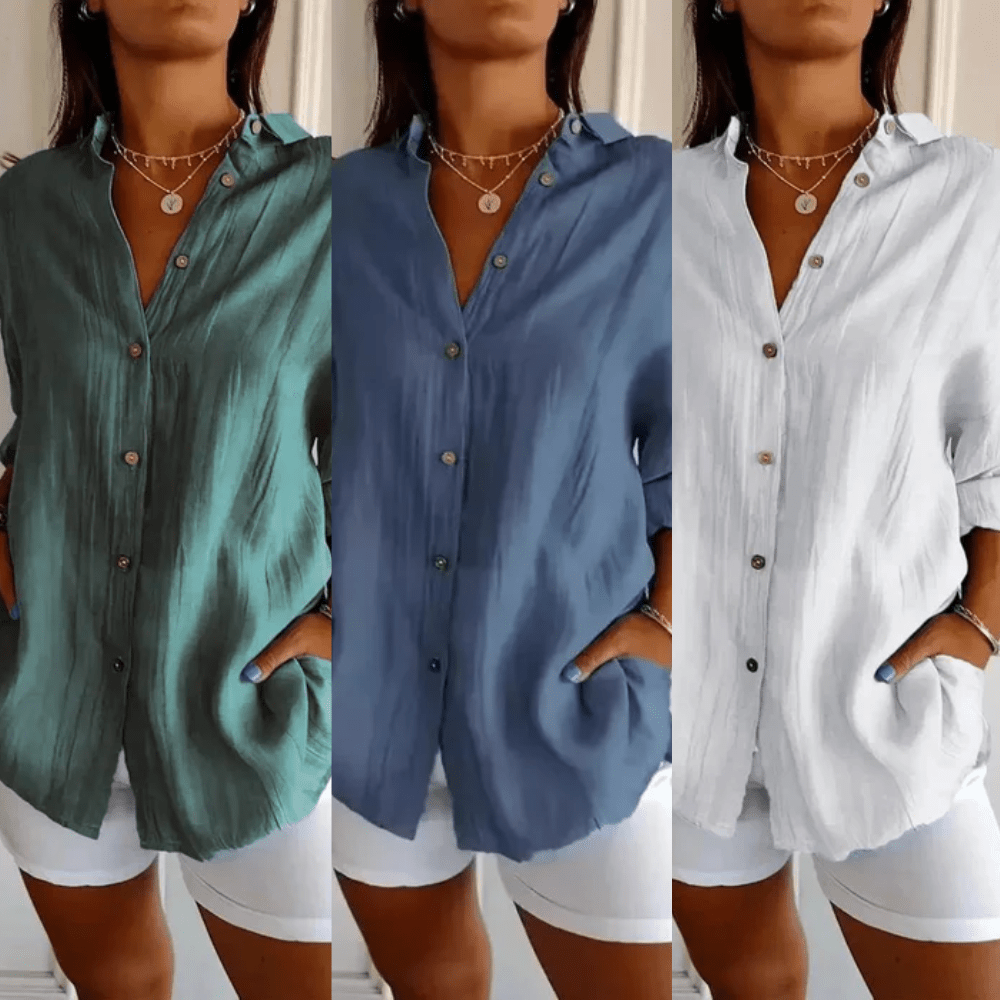 Kit 3 Camisas Ibiza em Linho de Algodão – Design Semi Plissado — Dama Lirys