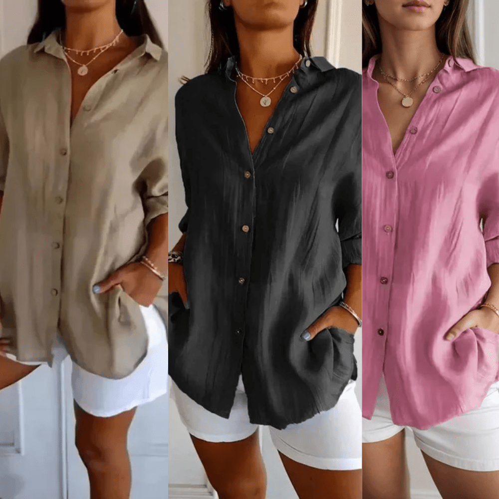 Kit 3 Camisas Ibiza em Linho de Algodão – Design Semi Plissado — Dama Lirys