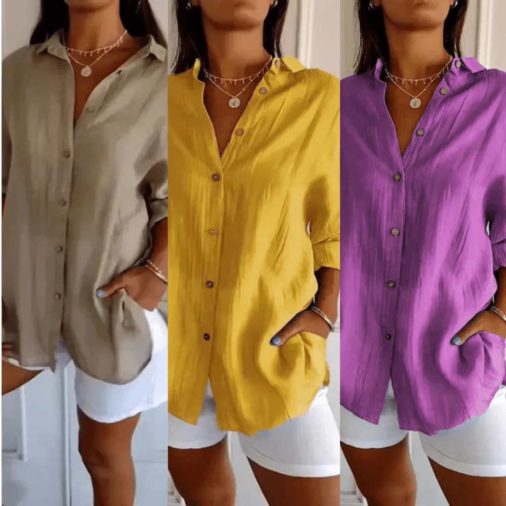 Kit 3 Camisas Ibiza em Linho de Algodão – Design Semi Plissado — Dama Lirys