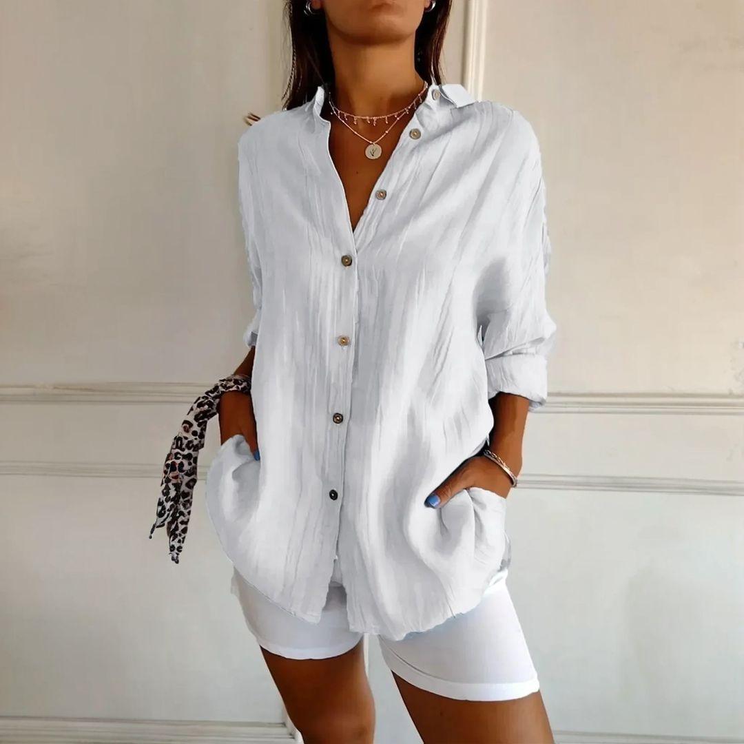 Kit 3 Camisas Ibiza em Linho de Algodão – Design Semi Plissado — Dama Lirys
