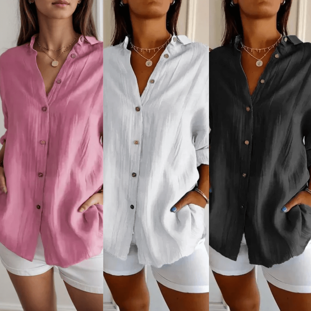 Kit 3 Camisas Ibiza em Linho de Algodão – Design Semi Plissado — Dama Lirys