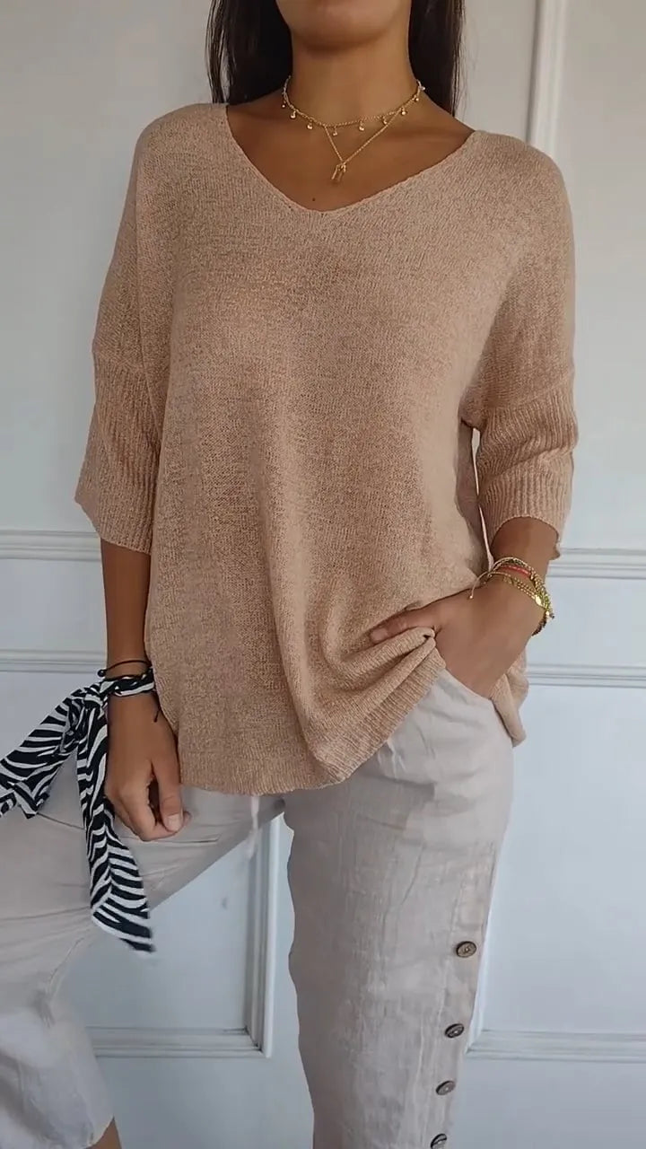 Kit 3 Blusas Luna® em Malha Leve – Decote V — Dama Lirys