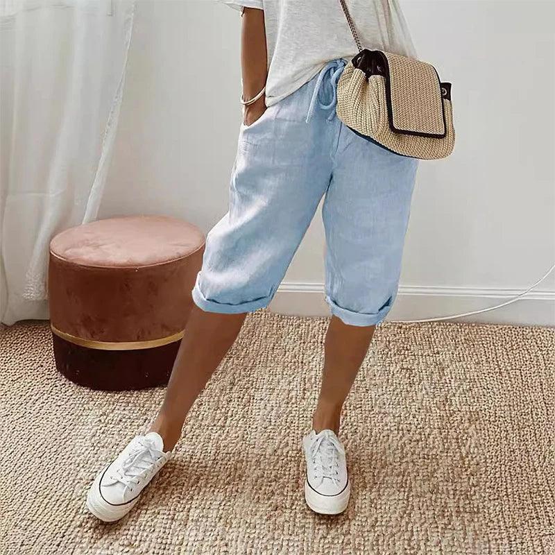 [Compre 1 Leve 2] Bermuda Helena™ em Linho de Algodão com Cintura Ajustável