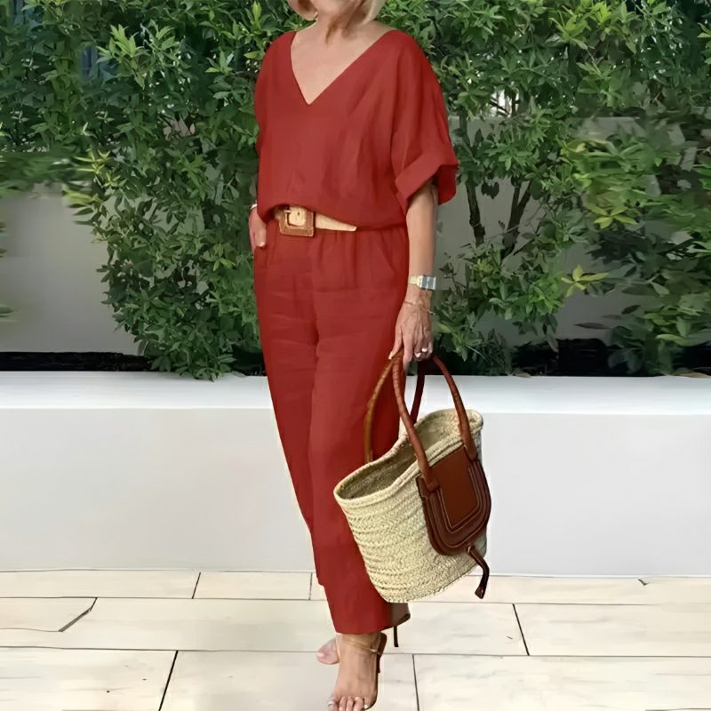 Conjunto Feminino Casual de Algodão e Linho Vicenza — Dama Lirys