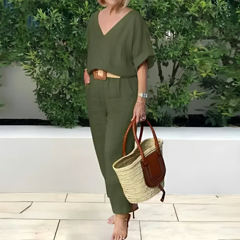 Conjunto Feminino Casual de Algodão e Linho Vicenza — Dama Lirys
