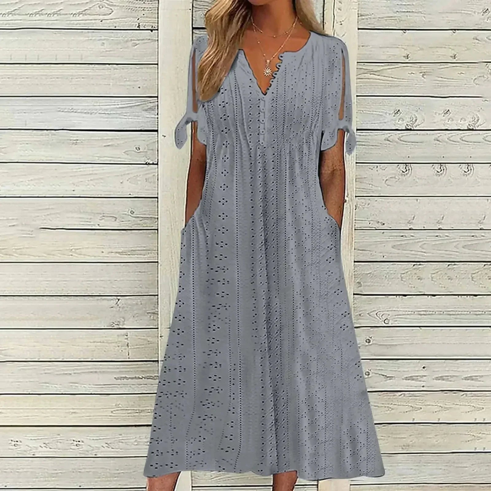 Vestido de Renda Jana - Gola em V de Manga Curta — Dama Lirys