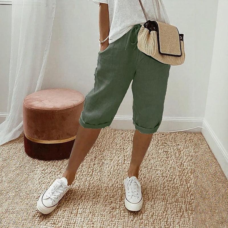 [Compre 1 Leve 2] Bermuda Helena™ em Linho de Algodão com Cintura Ajustável
