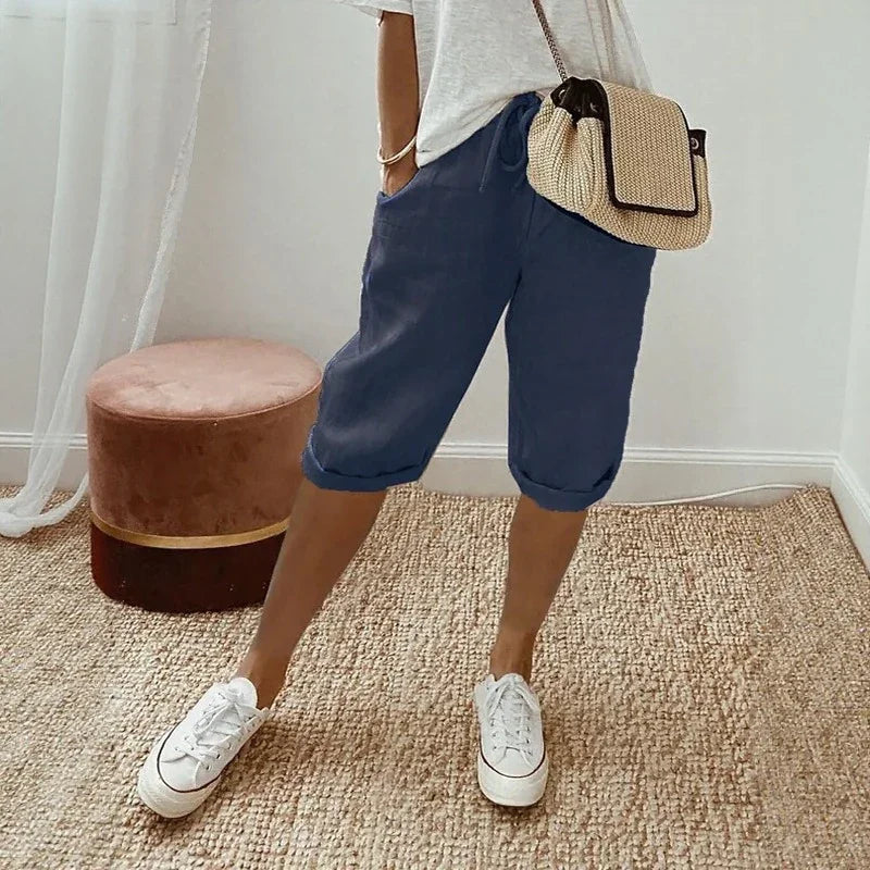 [Compre 1 Leve 2] Bermuda Helena™ em Linho de Algodão com Cintura Ajustável