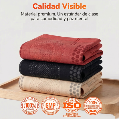 Tres fajas moldeadoras Slim Belly dobladas con sellos de calidad