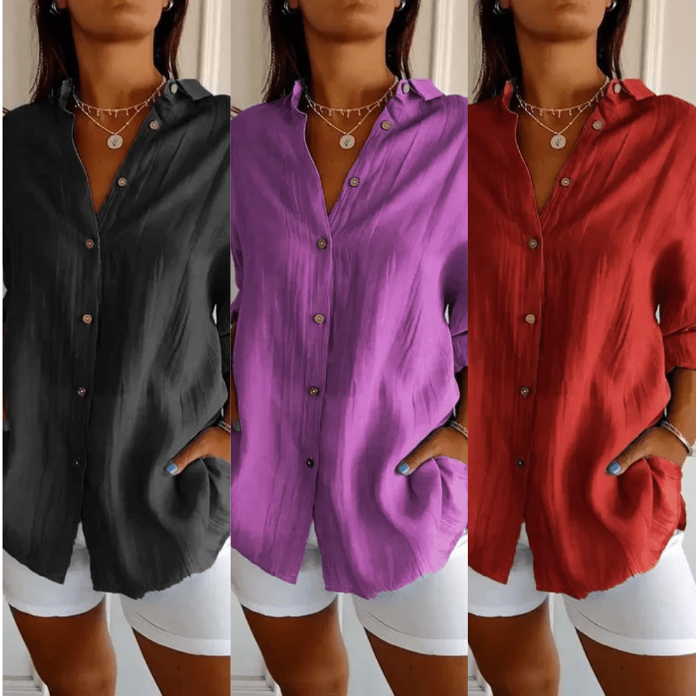 Kit 3 Camisas Ibiza em Linho de Algodão – Design Semi Plissado — Dama Lirys