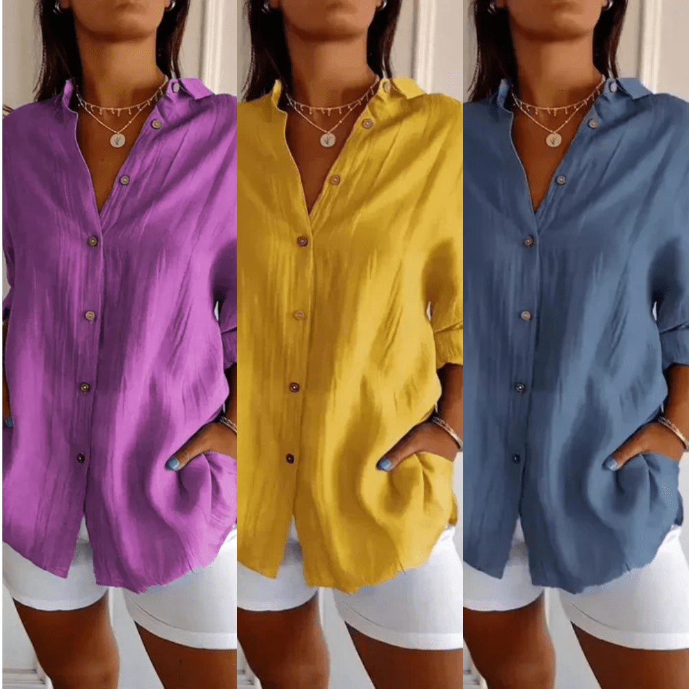 Kit 3 Camisas Ibiza em Linho de Algodão – Design Semi Plissado — Dama Lirys