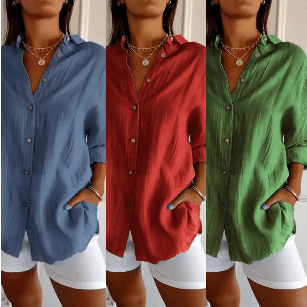 Kit 3 Camisas Ibiza em Linho de Algodão – Design Semi Plissado — Dama Lirys