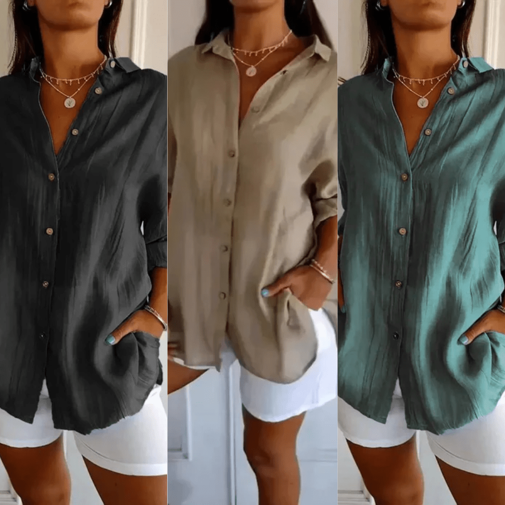 Kit 3 Camisas Ibiza em Linho de Algodão – Design Semi Plissado — Dama Lirys