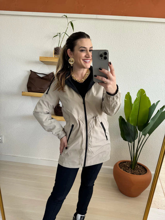 Parka Mujer Reversible Impermeable con Capucha
